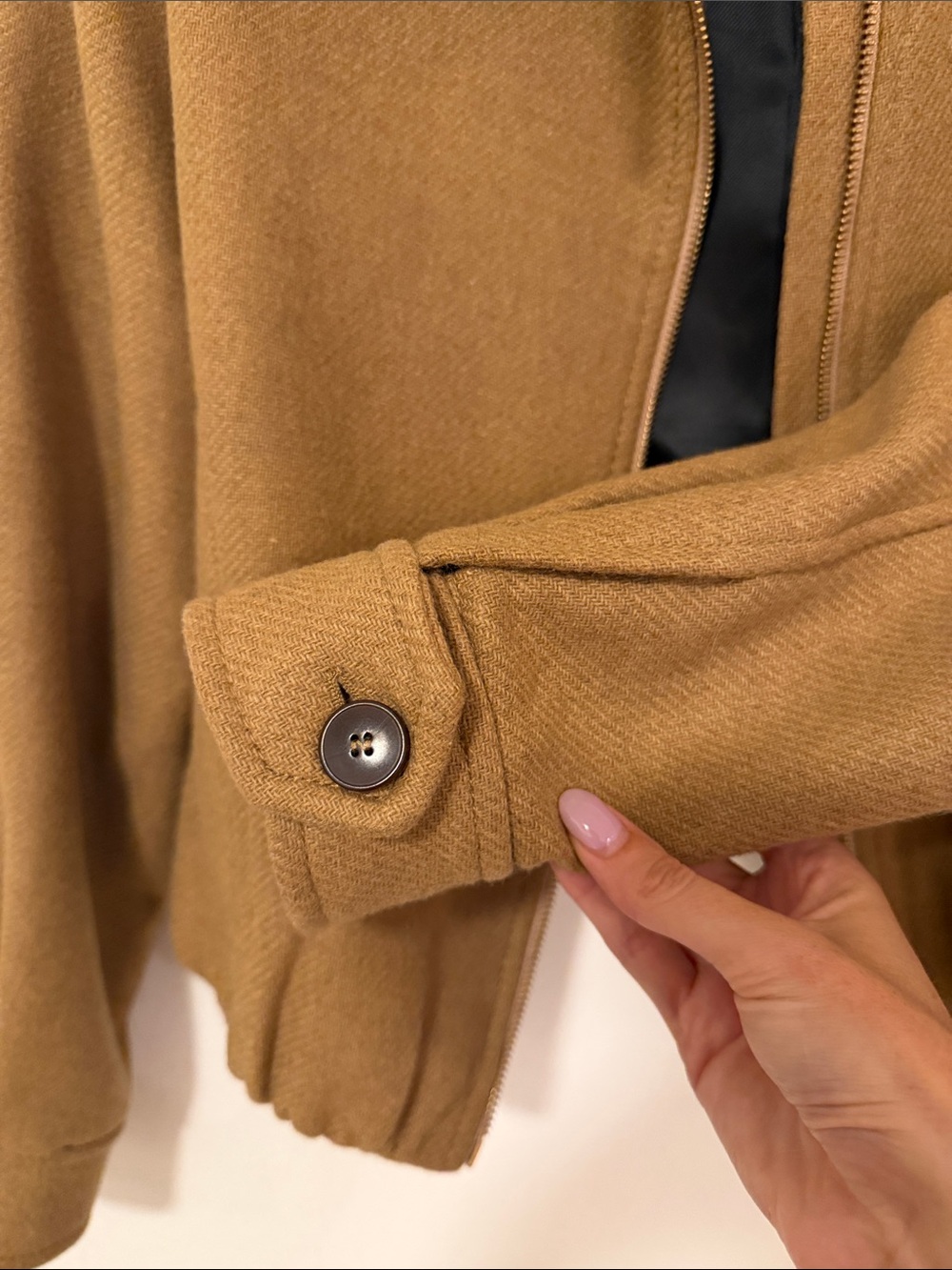 Zara Cropped Tan Bomber Jacket - Picture 4 of 5
